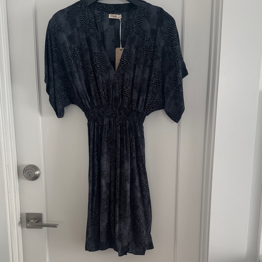 Khush Deep Navy Patterned Short Sleeve Dress